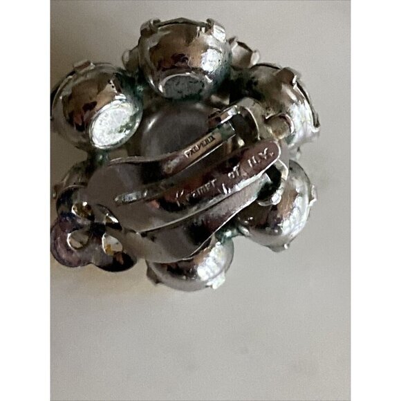 Vintage 1950’s Signed Kramer White & Clear Baguette Necklace & Clip Earrings - Picture 7 of 9